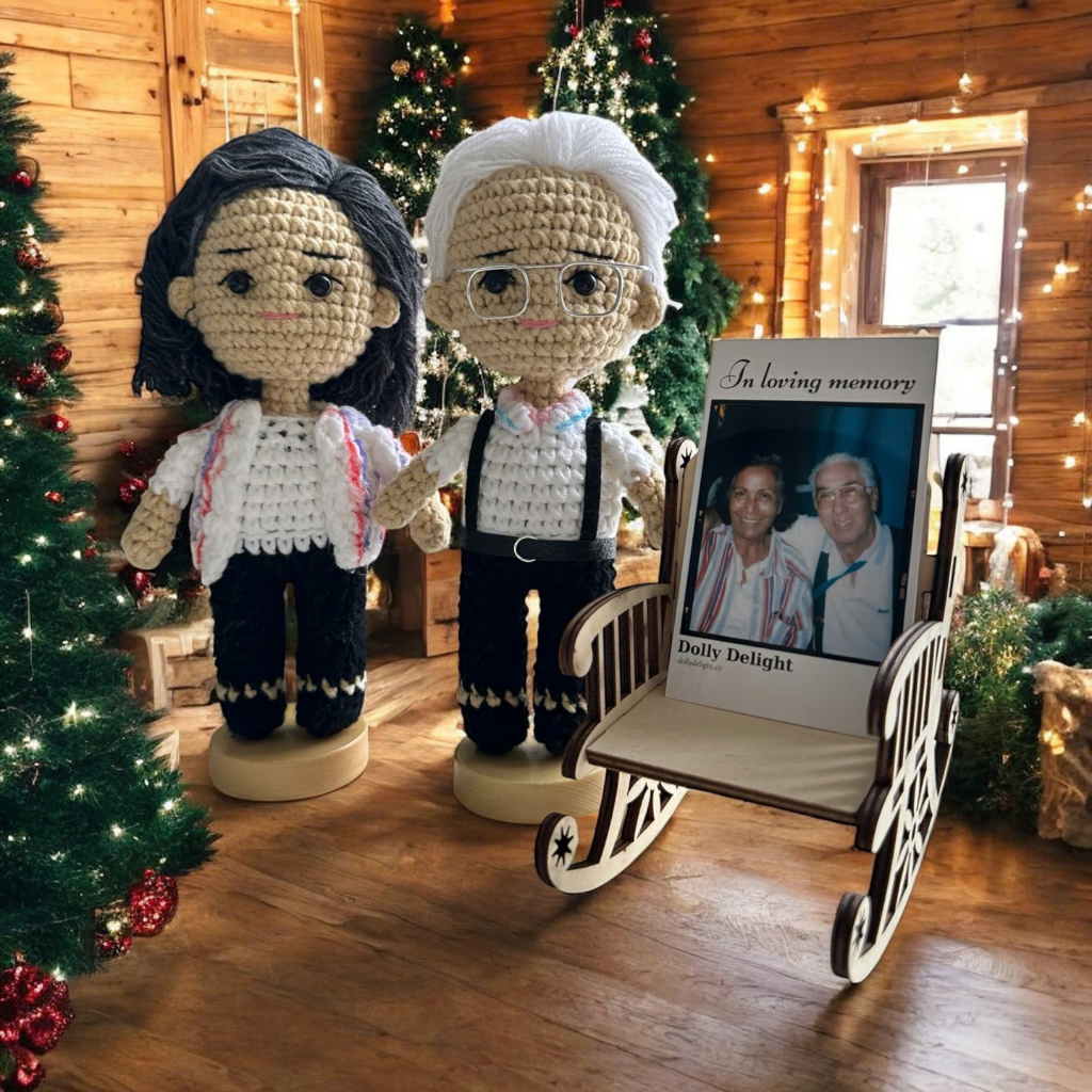 Personalized Crochet Doll: Memorial Rocking Chair & Photo Card Edition